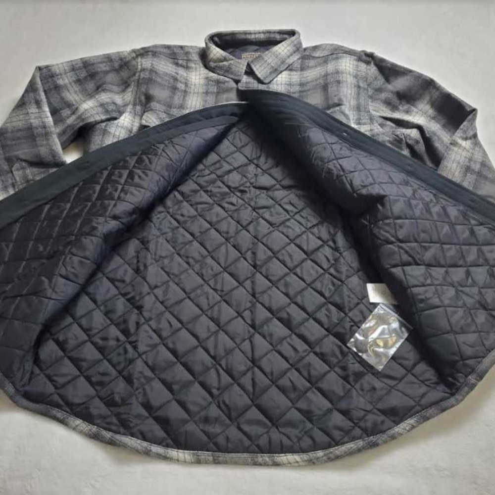New men's M Pendleton plaid shirt jacket with quilted lining - Picture 3 of 9